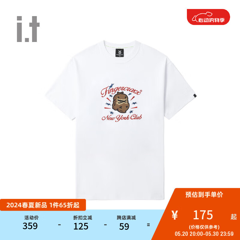 fingercroxx it 男装春夏时尚图案字母圆领短袖T恤00532XM WHX/白色 L