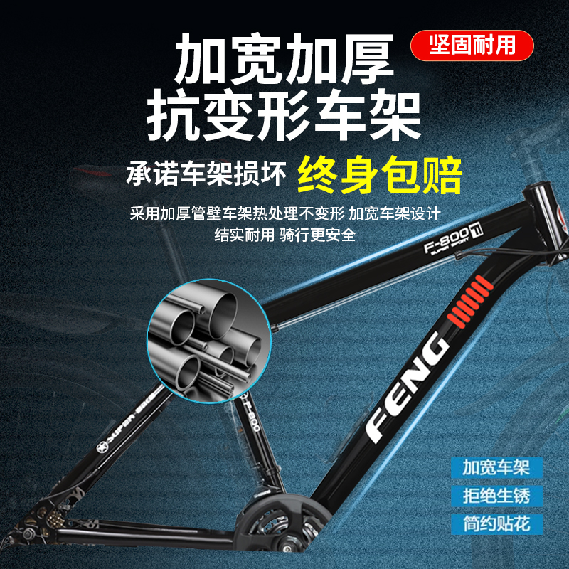 上海凤凰车件有限公司山地自行车成人男女代步减震变速赛单车