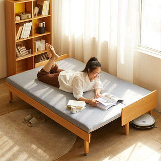 美型美酷 伸缩床小户型客厅实木折叠沙发床两用双人单人坐卧两用床铁推拉床