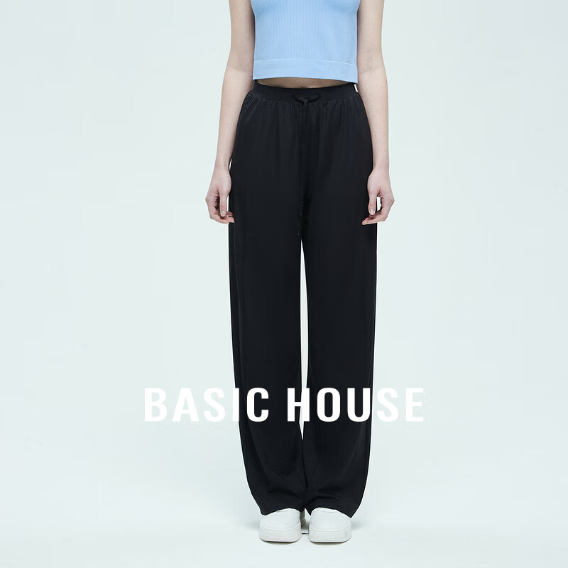 百家好（Basic House）Basic House/百家好女士阔腿款防晒裤女夏季B9994B50062 极光黑 L-XL