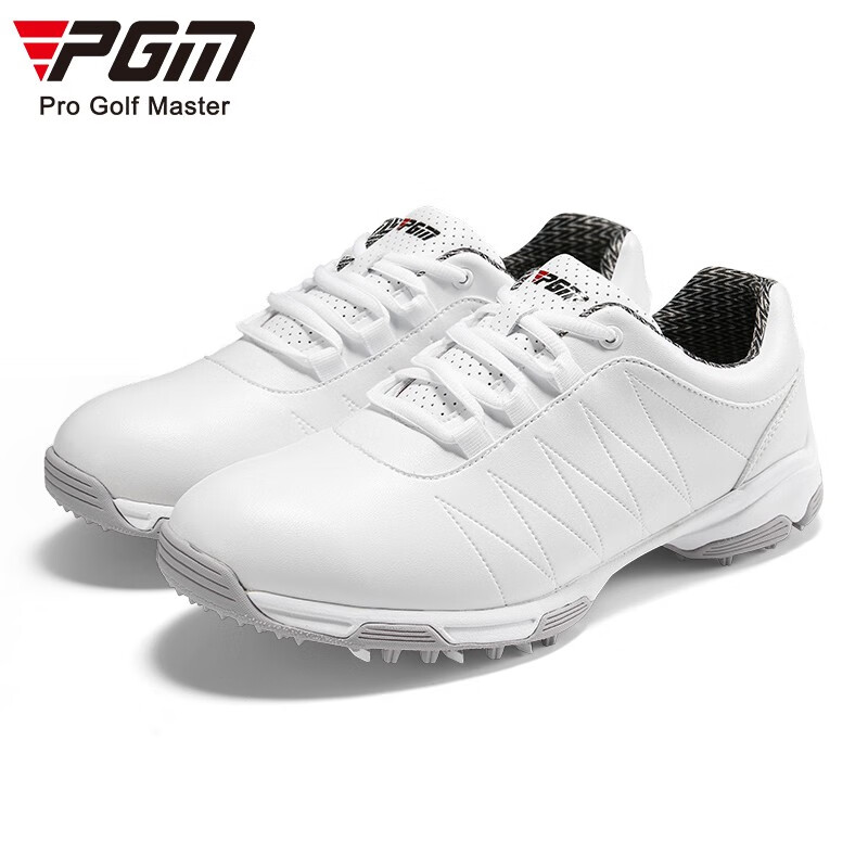 PGM 高尔夫球鞋 女款运动鞋 防侧滑钉鞋 防水鞋子 XZ082-白灰色【普通鞋带】 39码
