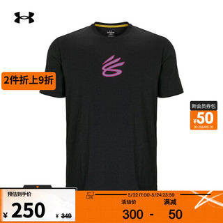 安德玛 UNDERARMOUR）春夏库里Curry男子父女篮球运动印花短袖T恤1383383 黑色001 M
