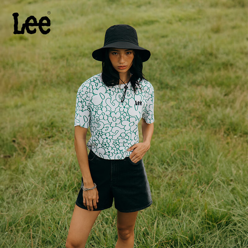 Lee24春夏舒适版满印绿色女短款短袖T恤LWT007705204 绿色 XS