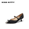 88VIP：Kiss Kitty KISSKITTY2024春新款尖頭細跟高跟鞋一字帶單鞋優雅黑色小皮鞋
