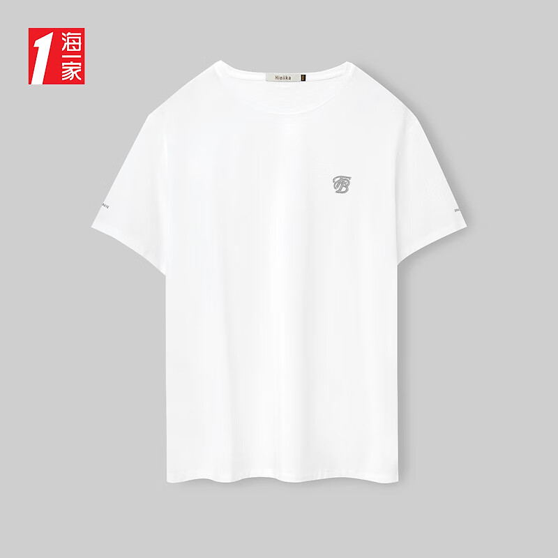 海一家经典圆领短T2024年夏季基础舒适男士短袖T恤 米白（净色）80 165/84A