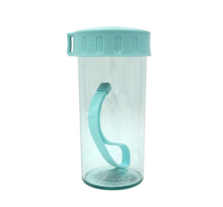 名创优品（MINISO）卡通周边水杯便携经典随身色彩塑料杯提绳翻盖杯子简约 蓝色（360ml） 0°C-100°C
