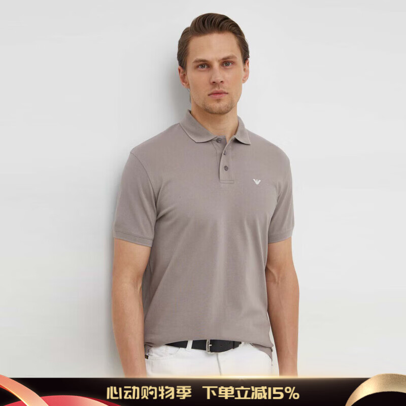 ARMANI/阿玛尼 EA 男士鹰标修身时尚短袖POLO衫 8N1FQ2 1JTKZ 深灰 650 XXL