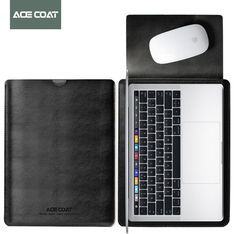 ACE COAT牛皮电脑包适用苹果笔记本Macbook Pro14内胆Air13.6 M3 M2保护套 【电脑包】黑色 Pro16.2英寸（2023 M3）