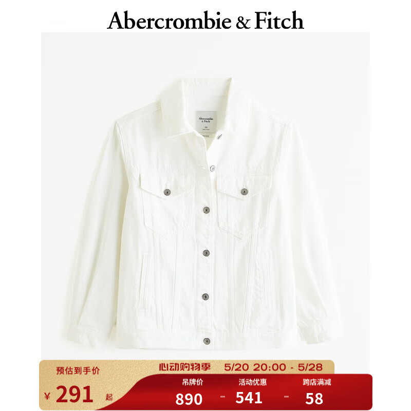 ABERCROMBIE & FITCH女装  24春夏时尚多口袋柔软牛仔夹克外套 KI144-4093 白色 M (165/96A)