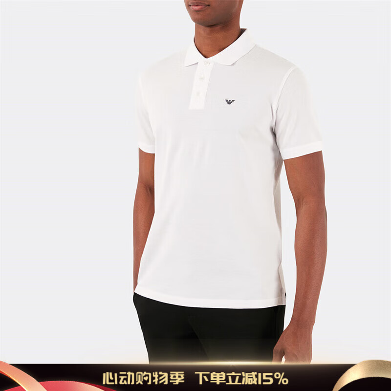 ARMANI/阿玛尼 EA 男士鹰标修身时尚短袖POLO衫 8N1FQ2 1JTKZ 白色 100 XS