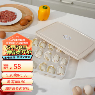 LOCK&LOCK 计时饺子盒21分格*3 冷冻饺子馄饨盒收纳套装塑料保鲜盒 米白色 米白色 21分格*3