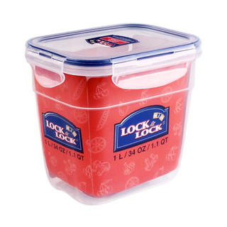 LOCK&LOCK 塑料保鲜盒上班族微波炉带饭盒密封便当餐盒水果盒冰箱储物盒食品收纳盒长方形 1L