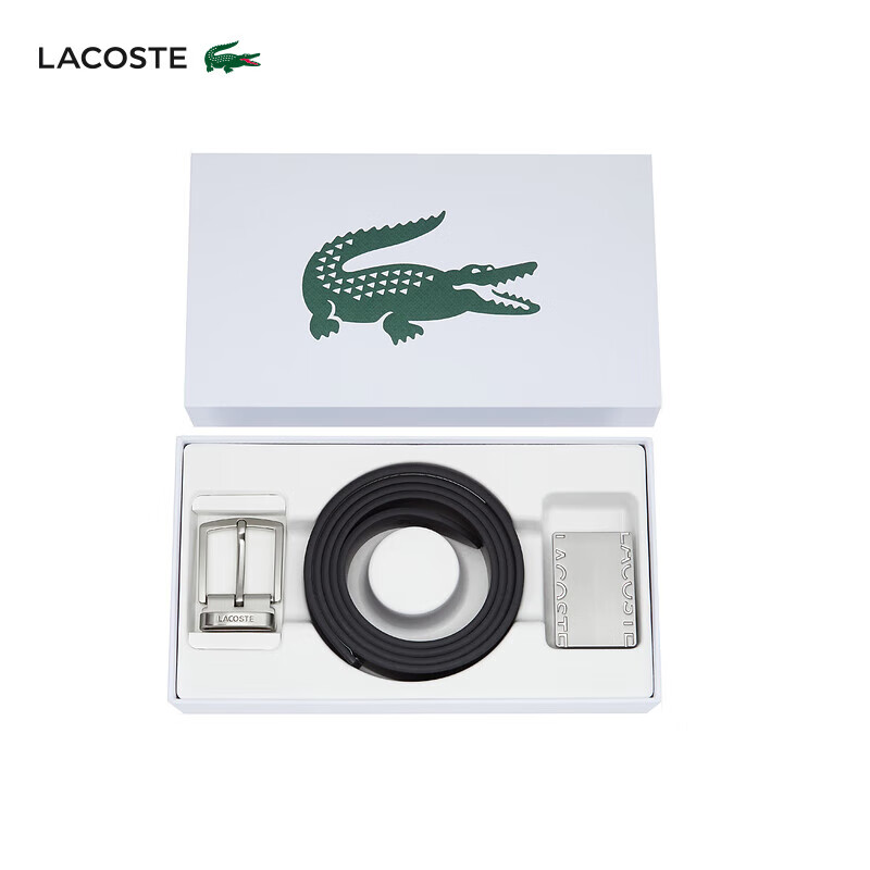 LACOSTE法国鳄鱼配件简约商务休闲通勤搭扣皮带腰带男RC4060 J10/黑色 110cm