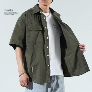 JIKADI 纪卡迪 夏季高品质纯棉休闲短袖工装衬衫