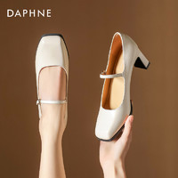 DAPHNE 達芙妮 女鞋高跟鞋瑪麗珍鞋女款2024夏季粗跟法式小皮鞋配裙子單鞋