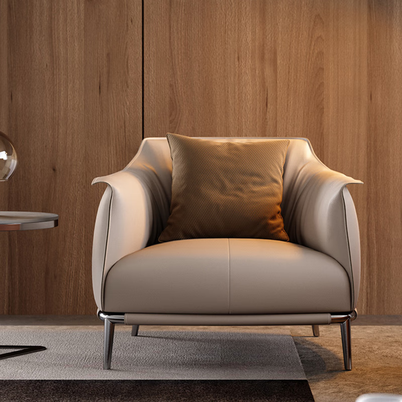 塞纳森轻奢单人沙发客厅家用高级设计师意式真皮高端艺术阳台休闲沙发 1:1原版复刻（黑钛金）超纤皮