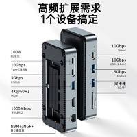 iDsonix 梭客 M.2硬盤盒擴展塢Type-C NVMe/SATA固態硬盤盒拓展塢USB3.2高清HDMI4K60HZ網口適用蘋果15筆記本