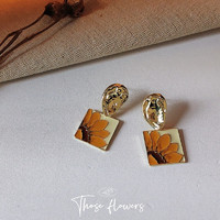 Trendolla 925銀針向日葵耳釘時尚飾品設計感創意唯美女耳飾耳環小眾百搭