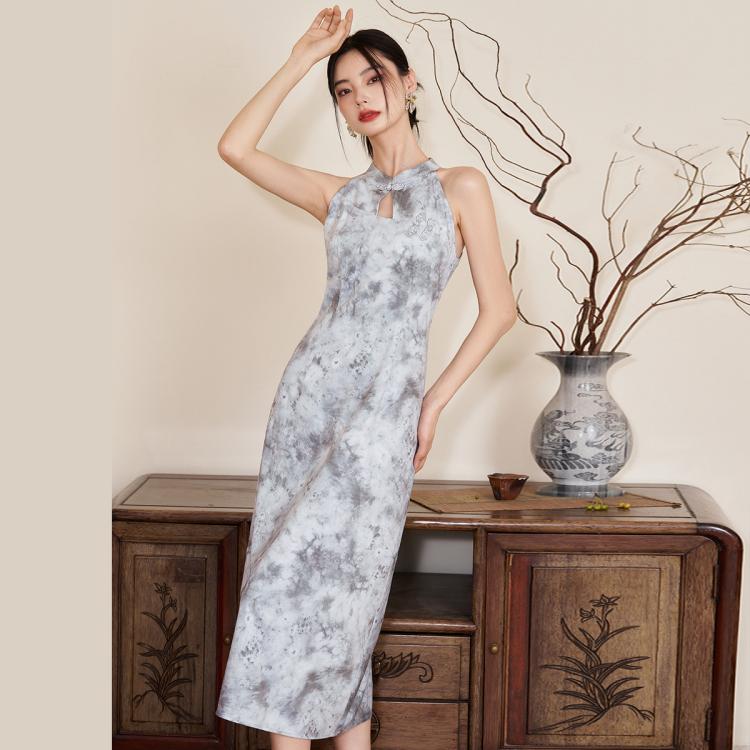 新中式气质穿搭设计感秋季高级感复古旗袍裙搭短款针织开衫需分拍