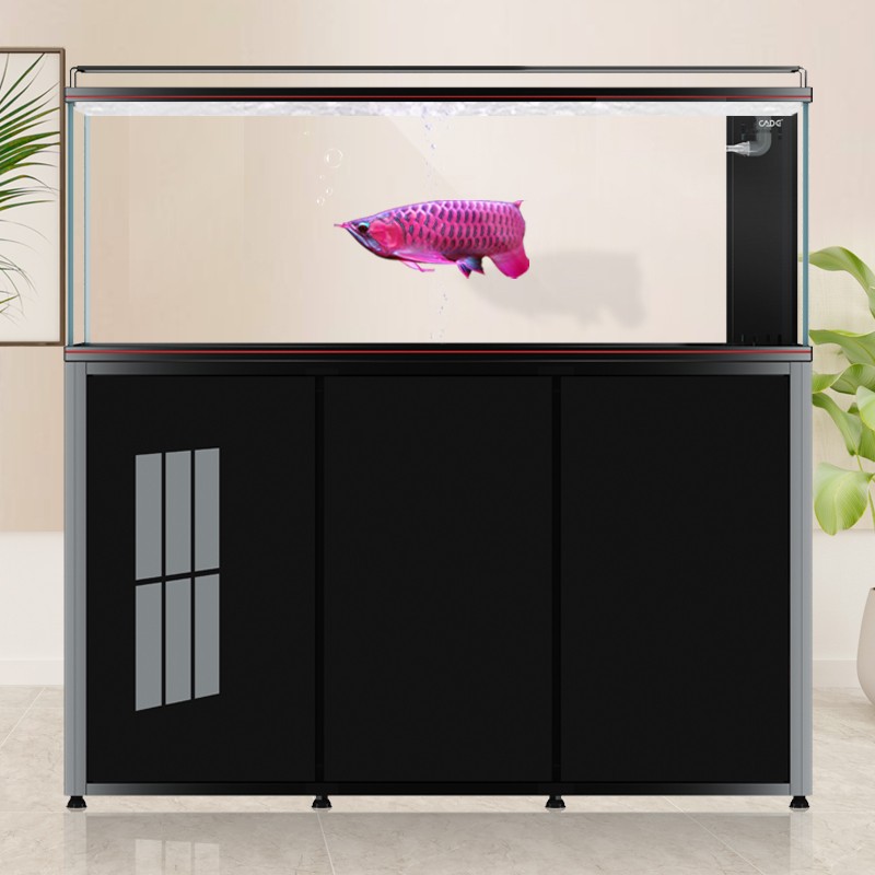 CADE 彩鲽 鱼缸超白生态底滤鱼缸龙鱼缸原生南美缸可造景全滴流式过滤带循环 SE-黑色 尊享版-1200*535