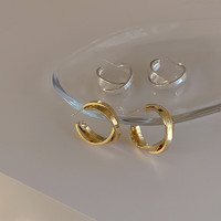 Trendolla 感交錯金屬耳圈女小眾設計復古個性簡約百搭氣質耳針耳環耳飾