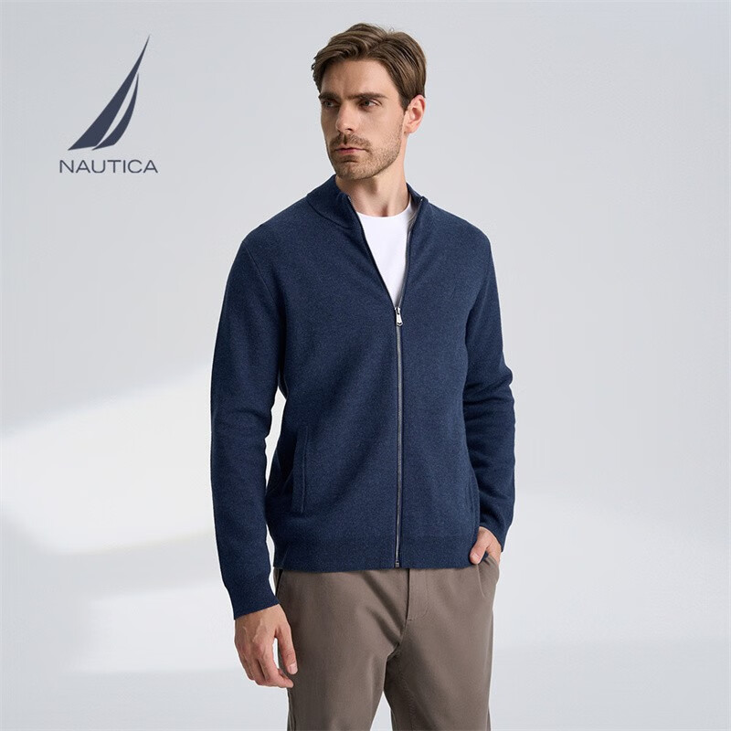诺帝卡（NAUTICA）【商场同款】男装秋冬款易穿搭绵羊毛混纺全开襟毛衣开衫男SO2307