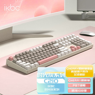 ikbc 键盘机械键盘无线键盘鼠标套装游戏电竞有线樱桃键盘 C210时光灰有线 红轴
