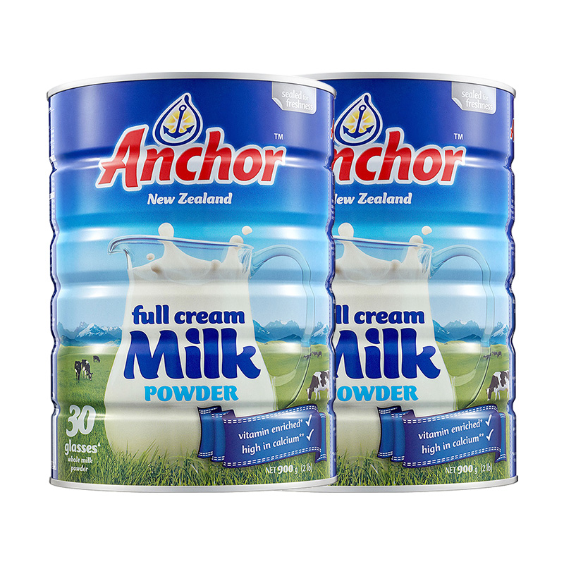 安佳（Anchor）蓝罐高钙奶粉 成人牛奶粉 奶源早餐冲饮900g*2罐