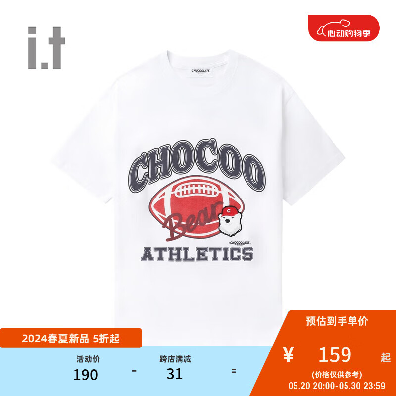 :CHOCOOLATE it 款圆领短袖T恤2024夏季美式运动风000150 WHX/白色 S