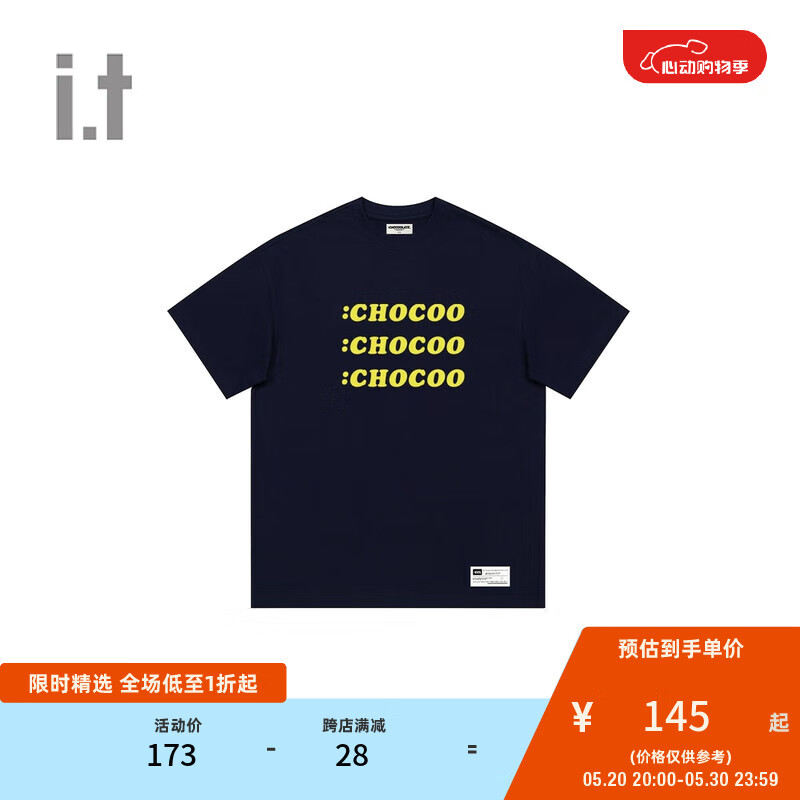 :CHOCOOLATE it男装圆领短袖T恤2024夏季潮流活力半袖002830 NYX/藏青色 XL