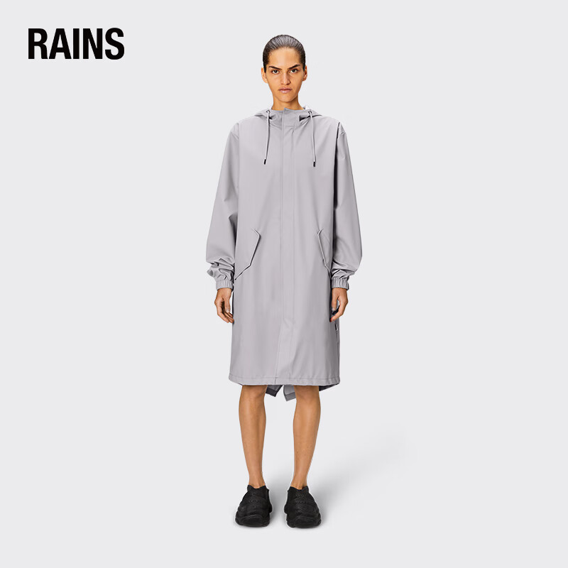 Rains  鱼尾风衣防水服连帽时尚雨衣男女同款 Fishtail Parka 浅灰紫色 XS
