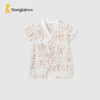 Tongtai 童泰 嬰兒和服連體衣0-6月夏季薄款男女寶寶短袖衣服滿月哈衣爬服 咖色 52cm