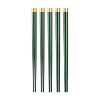 88VIP：SUNCHA 雙槍 合金筷子不易發霉抗菌網紅筷高檔圓福輕奢風綠色筷家用五雙裝