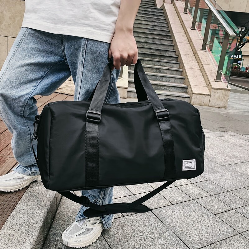 威纳登旅行包男士手提行李包休闲运动包大容量出差短途旅游收纳包袋 黑色