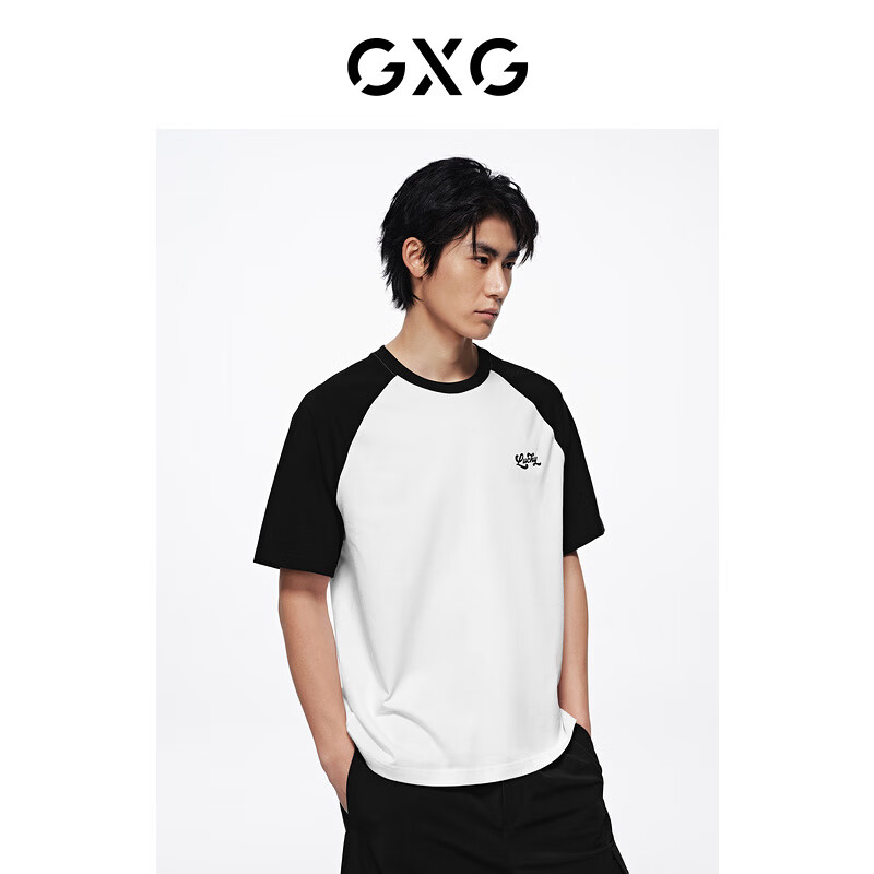 GXG奥莱插肩袖短袖T恤24年夏 黑白色 165/S