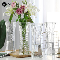 九千谷 花瓶玻璃富貴竹花瓶 插花客廳桌面擺件花瓶水培植物桿狀百合鮮花透明玻璃瓶 款式隨機發4207