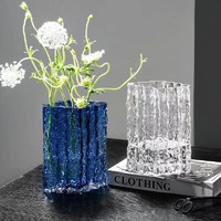 賽杉 ins風高級感網紅輕奢冰川花瓶玻璃透明插花玫瑰鮮花客廳餐桌擺件