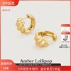 百億補貼：Amber Lollipop 安鉑洛利 復古耳圈女羊角包小眾設計高級感純銀耳環送禮媽媽
