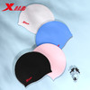 XTEP 特步 泳帽女款防水不勒頭長發成人加大護耳男士專業硅膠游泳帽泳鏡套裝 白色加大-硅膠