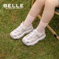 88VIP：BeLLE 百麗 童鞋兒童包頭鞋夏季新款透氣網面鞋女童運動涼鞋女孩沙灘鞋子