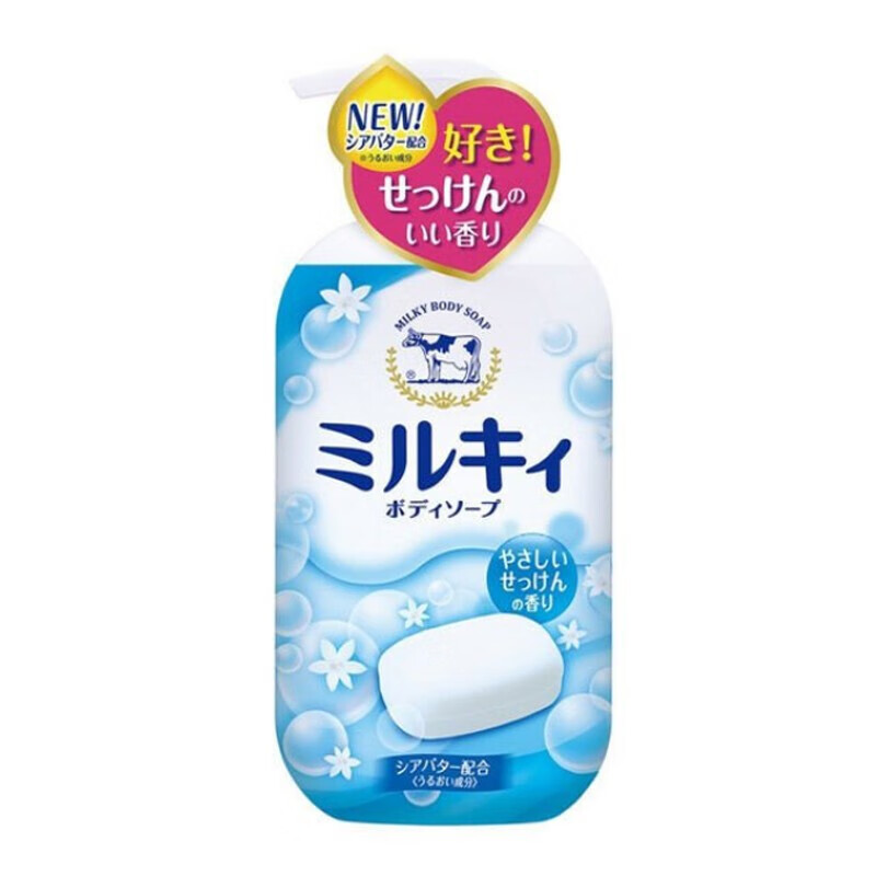 牛乳石碱（COW）日本牛乳石鹸儿童可用植物精华深层清洁清爽不假滑补水沐浴露 液体版温柔皂香 本体 550ml