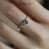 《羅馬往事》設計深藍色古巴活口微鑲鋯石戒指女 W0420 開口可調節
