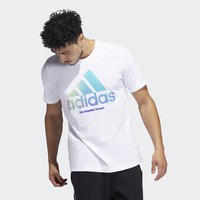 adidas 阿迪達斯 舒適純棉籃球運動上衣圓領短袖T恤男裝夏季adidas阿迪達斯官方