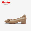 Bata 拔佳 淺口單鞋女春秋季商場新款羊皮粗跟通勤方扣單鞋6293DCQ3