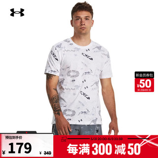 安德玛 UNDERARMOUR）RUN LAA男子跑步运动印花短袖T恤1379301 白色100 XL