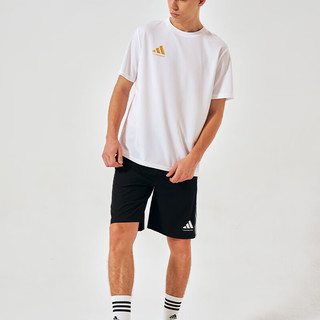 adidas 阿迪达斯 短袖男夏季运动休闲透气半袖健身跑步男款T恤 白/金 3XL