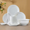 松發 純白簡瓷浮雕紋理 耐高溫易潔 陶瓷餐具套裝 20件套 白色