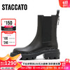 STACCATO 思加圖 冬季甜酷粗跟切爾西靴煙筒靴女中靴D1531DZ3 黑色 39