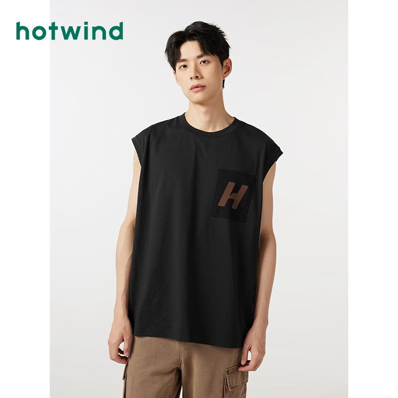 热风（Hotwind）背心男2024年夏季男士口袋休闲宽松舒适 01黑色 2XL