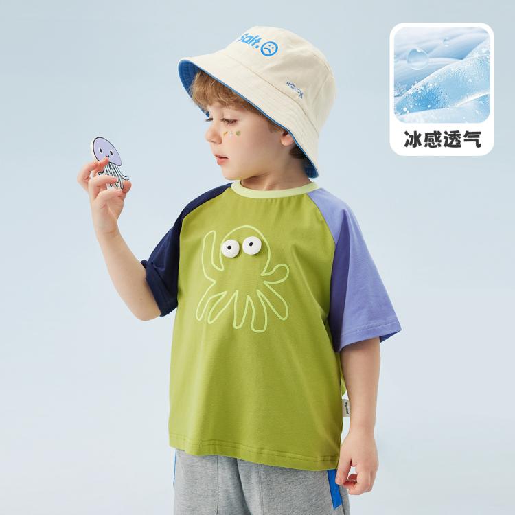 【时尚科技】MQDMINI男小童24夏新冰凉撞色休闲圆领T恤